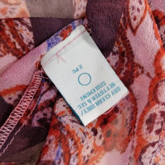 Charlie Jade Silk Womens Paisley Print Boho Tunic Dress M Pink & Red - Picture 9 of 9